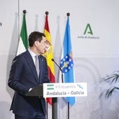 Juanma Moreno y Alfonso Rueda, en un momento de su comparecencia conjunta.