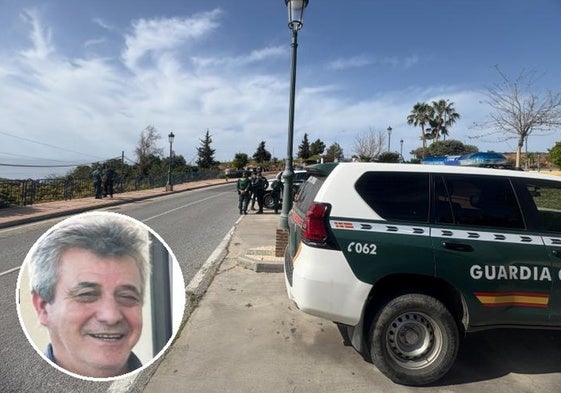 Efectivos de la Guardia Civil, el pasado martes desplegados en la pedanía nerjeña de Maro y la imagen del desaparecido.
