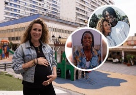 En la imagen principal, Martha a pocos días de dar a luz en un parque de Torremolinos. En la imagen redonda superior, el día que contrajo matrimonio con Ousmane; el la segunda muestra una foto de su marido en el móvil.