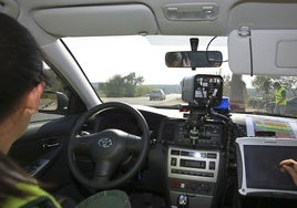 Control de velocidad con un radar móvil.