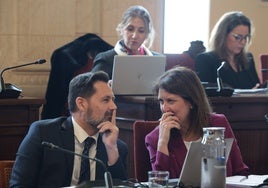 El concejal de Vivienda, Paco Pomares, y la edil de Urbanismo, Carmen Casero, en el pleno.