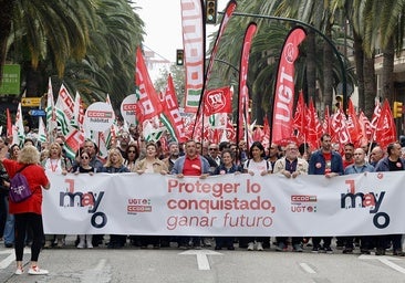 Cabecera de la manifestación en la Alameda de Colón.