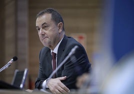 José María Muñoz, en la sala de prensa de La Rosaleda.
