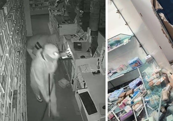 Roban en dos farmacias de Málaga en menos de una semana reventando a mazazos los escaparates