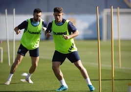 Dani Lorenzo, en un entrenamiento en abril con el Málaga.