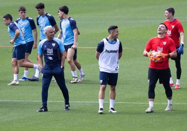 Pellicer, Luismi y Alfonso Herrero, sonrientes este sábado.