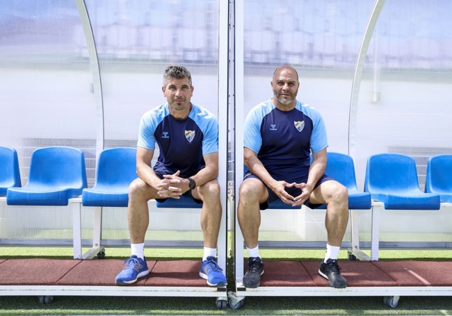 Funes y Bravo, en el banquillo del campo principal de la Ciudad Deportiva.