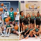 Las plantillas del Unicaja Mijas y del CAB Estepona, posando para SUR
