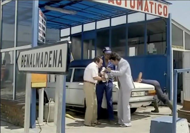 Fernando Esteso y Andrés Pajares, en una escena de 'Los liantes' rodada en la provincia.