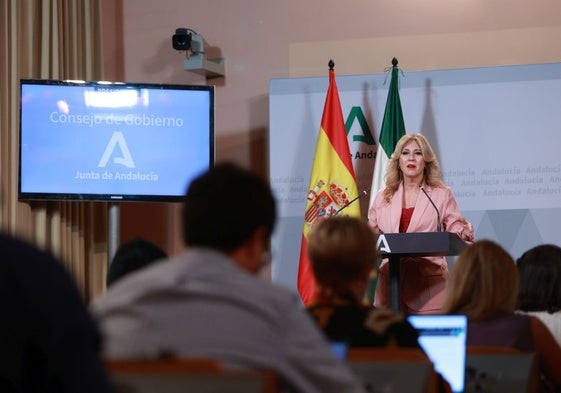 Carolina España, en su comparecencia tras el Consejo de Gobierno de la Junta.