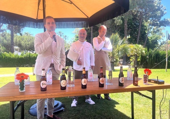 Daniel Little, Diego del Río y Pedro Artero, durante la presentación del menú.