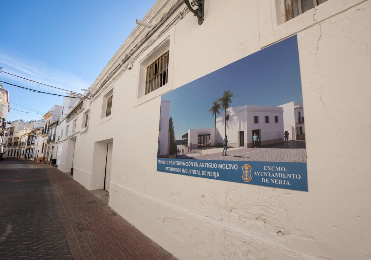 Imagen del exterior del antiguo molino aceitero situado en la calle Ánimas de Nerja.