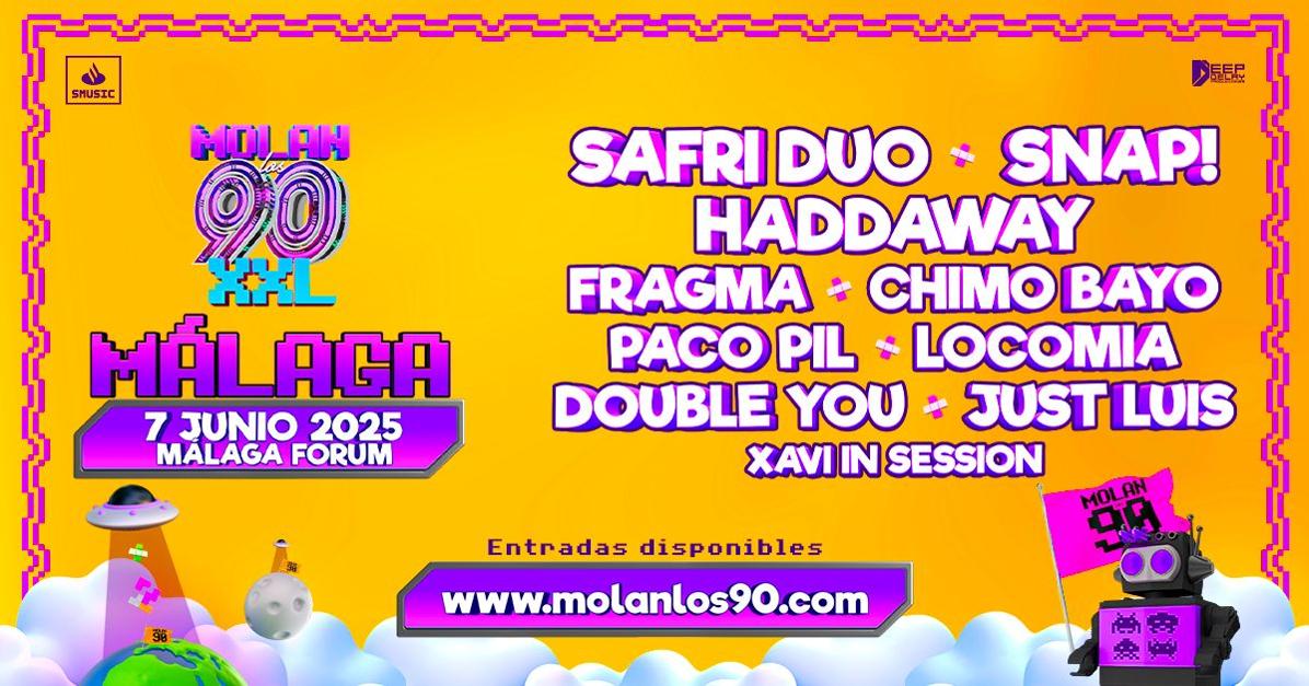 El festival Molan los 90 aterrizará en Málaga el próximo 7 de junio