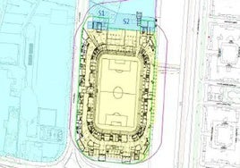 Dibujo de cómo quedará La Rosaleda en su proyecto definitivo.