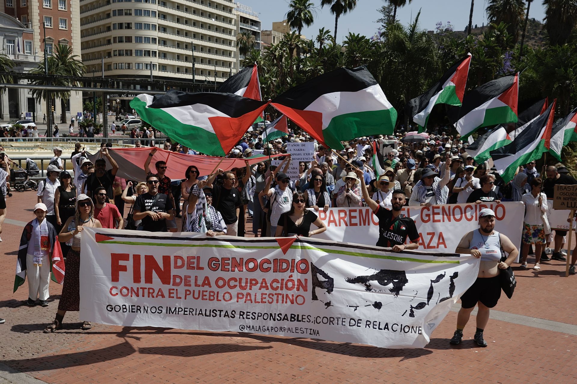 Medio millar de personas se manifiesta en Málaga contra el «genocidio en Palestina»