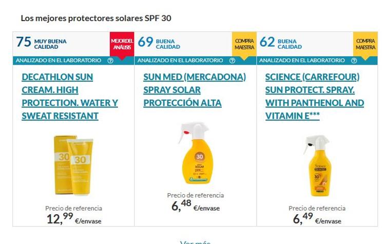 Los mejores solares de protección 30 según la OCU: