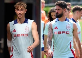 Huijsen e Isco, durante los entrenamientos con la selección española.