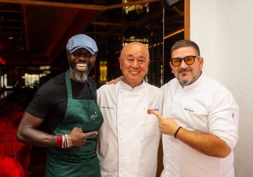 Izu Ani, Nobu Matsuhisa y Dani García, durante el evento en Puente Romano.