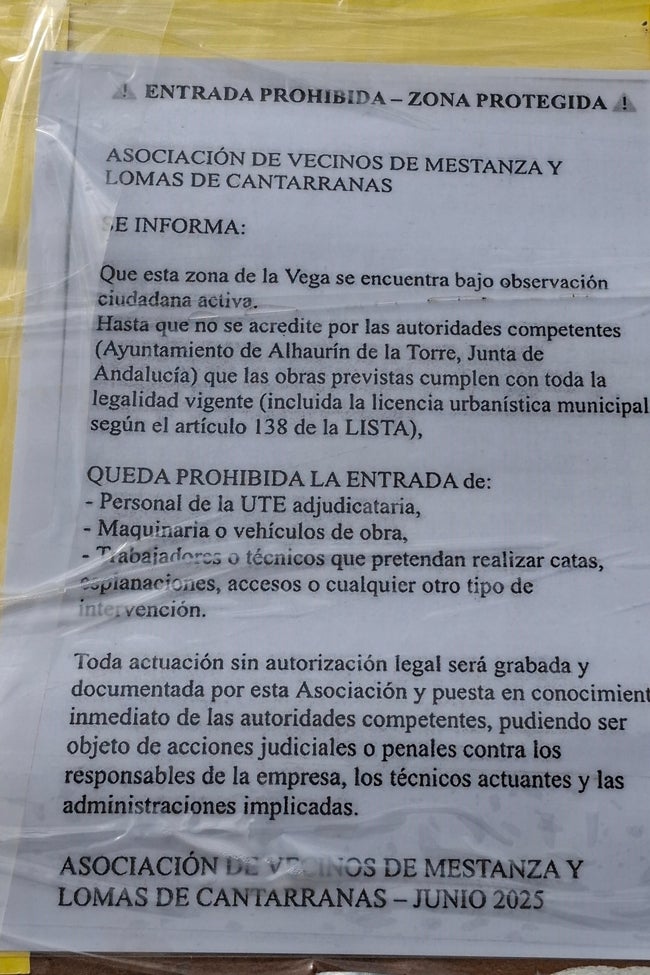 Cartel colocado por los vecinos.