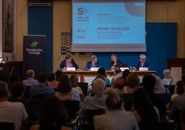 En la mesa, Pedro Luis Gómez, Gerardo Lerones, Manel Esteller y Emilio Alba.
