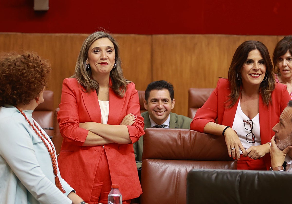 María Márquez, a la izquierda, portavoz del Grupo Socialista.