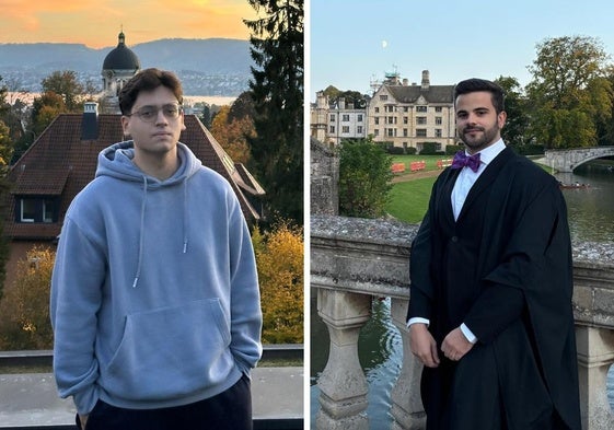 A la izquierda, Samuel María Andrés Luque; a la derecha, Rafael José Fernández-Delgado. Ambos en Alemania y Reino Unido, donde estudian el máster.