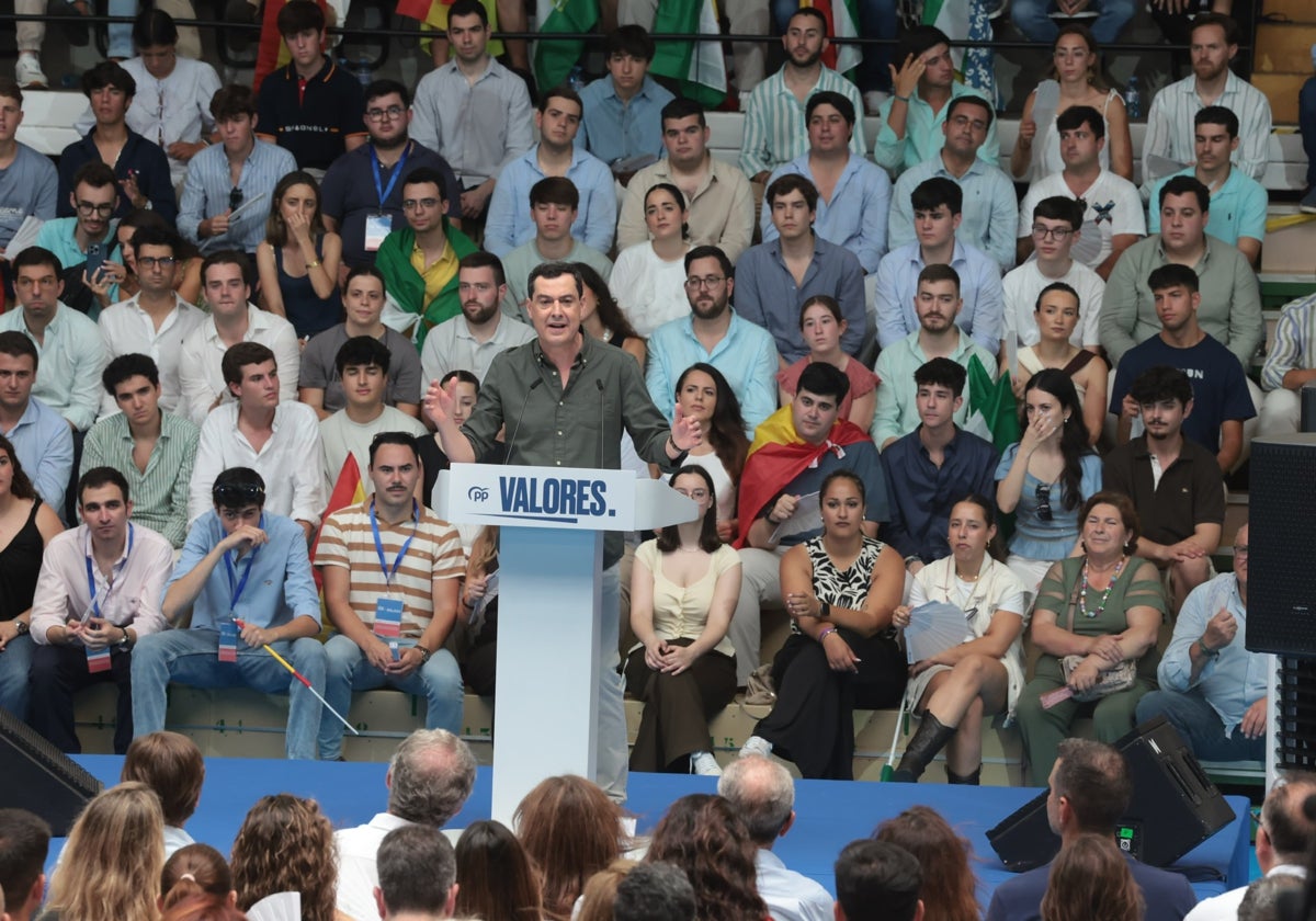 Moreno, este domingo, en el mitin celebrado en Málaga.