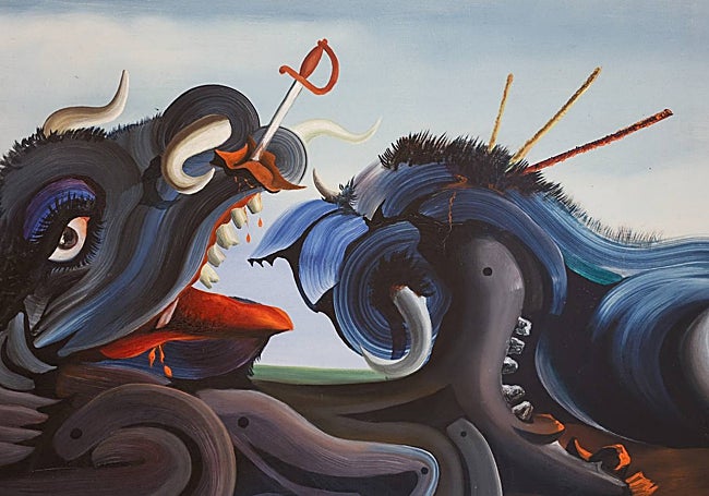 'Toro herido', el autorretrato del pintor como toro, con la empuñadura de la espada formando la 'D' que alude a su apellido, Domínguez.