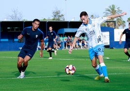 Juan Hernández, en un partido de pretemporada del Málaga en la 2023-24.
