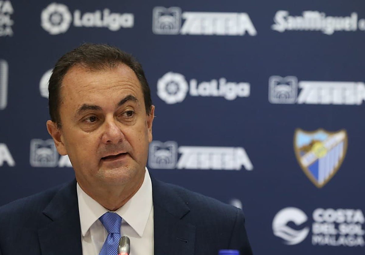 José María Muñoz, en una comparecencia en su primera fase al frente del Málaga.