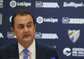 José María Muñoz, en una comparecencia en su primera fase al frente del Málaga.