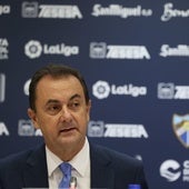 José María Muñoz, en una comparecencia en su primera fase al frente del Málaga.