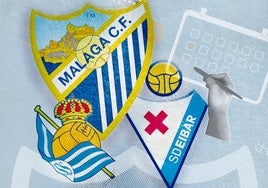 Imagen del último partido del Málaga de la temporada anterior, con el gol de Lobete.