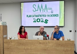 Rueda de prensa ofrecida hoy por el SMM. De izquierda a derecha, Mari Ángeles Bernal, Antonio Martín y Rafael Maese.
