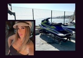 La moto de agua en la que viajaba Marina Barrientos Olmo. A la izquierda, foto de Marina cedida por la familia.