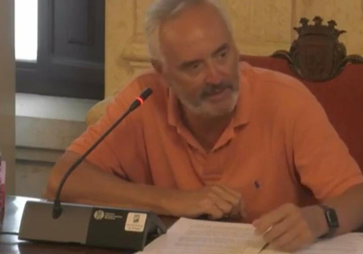 Pedro Marín Cots, en el salón de plenos del Ayuntamiento de Málaga durante el Consejo Social de la ciudad de la fallida Expo 2027.