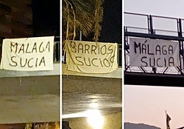 Varias zonas de Málaga amanecen con pancartas de denuncia por la limpieza en los barrios