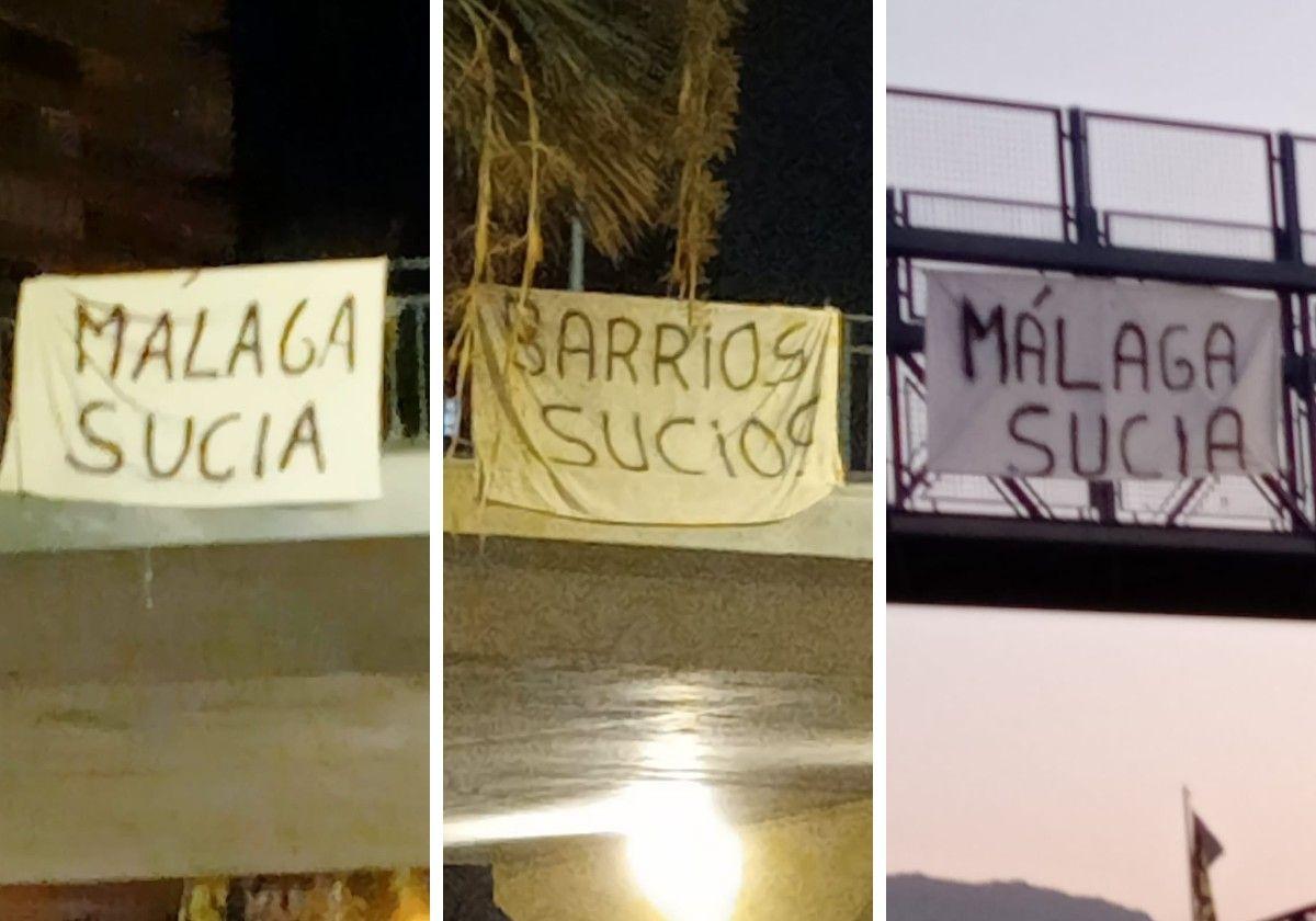 Varias zonas de Málaga amanecen con pancartas de denuncia por la limpieza en los barrios