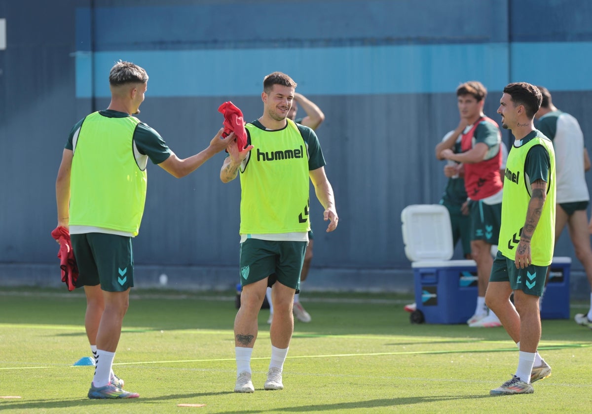 Chupete, Rafa y Joaquín, durante un ejercicio de un entrenamiento reciente.
