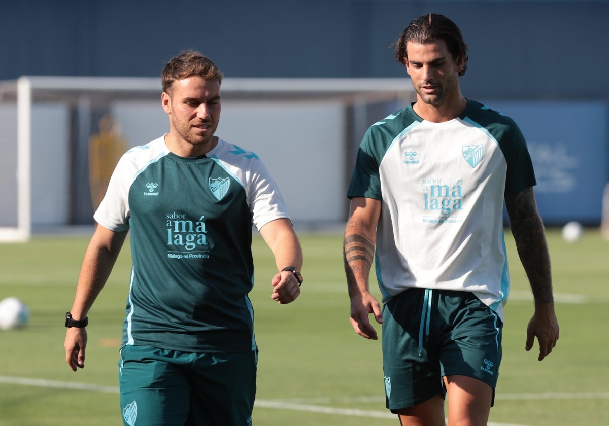 Jauregi, durnate su primer entrenamiento como jugador del Málaga.