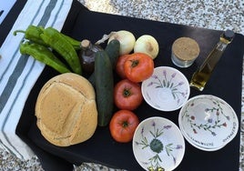 Ingredientes del gazpacho de los tres golpes.