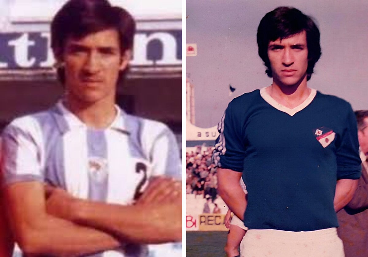 Antonio Vara, con la camiseta del Málaga y la del Linares.