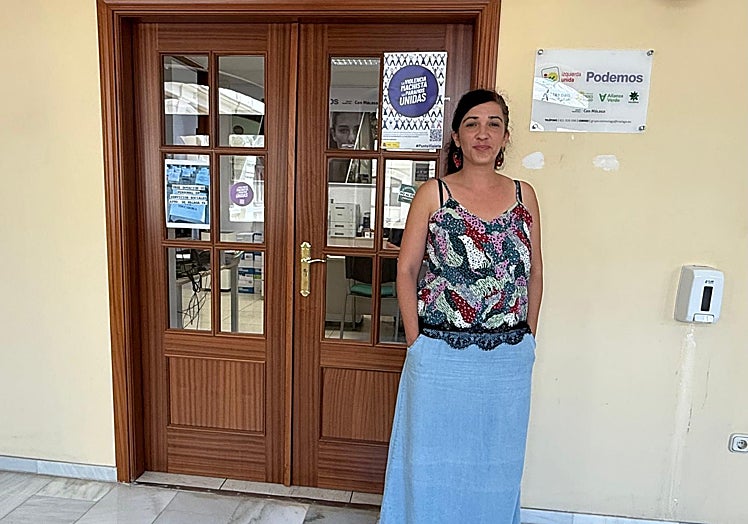 Toni Morillas, delante de su grupo municipal, Con Málaga, en el Ayuntamiento.