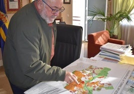 Joaquín Villanova consulta documentación en su despacho.