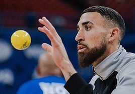 Chris Duarte, durante un calentamiento.