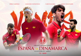 El cartel montado por la Real Federación Española de Tenis con la convocatoria anunciada este viernes del equipo español.