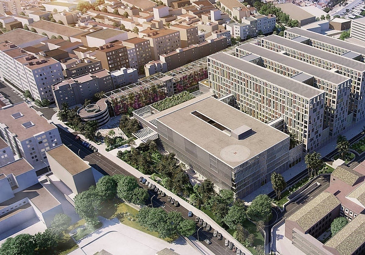 Recreación del edificio del Tercer Hospital, a espaldas del Civil.