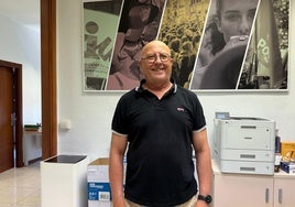 Antonio Herrera, durante su visita al grupo Con Málaga.