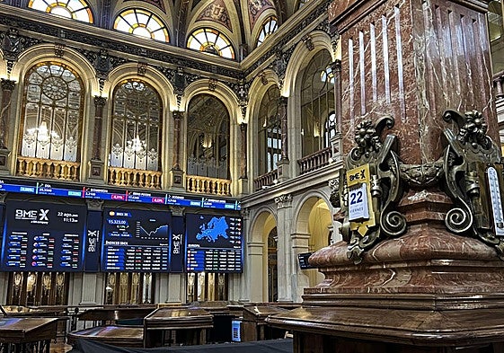 El parqué de la Bolsa de Madrid, en una imagen tomada este viernes.