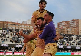 Baturina celebra el gol del triunfo en Cartagena, el único logrado por el Málaga sin Luismi de titular las dos últimas campañas.